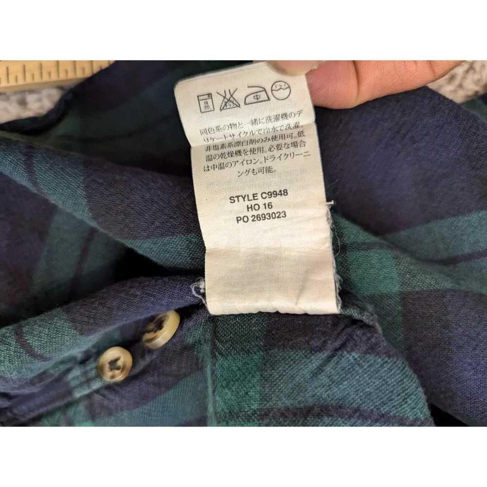 J. Crew‎ Button Up Shirt Mens Large Slim Plaid Green Long Sleeves